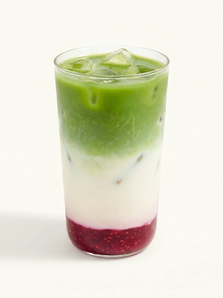 Iced berry matcha latte