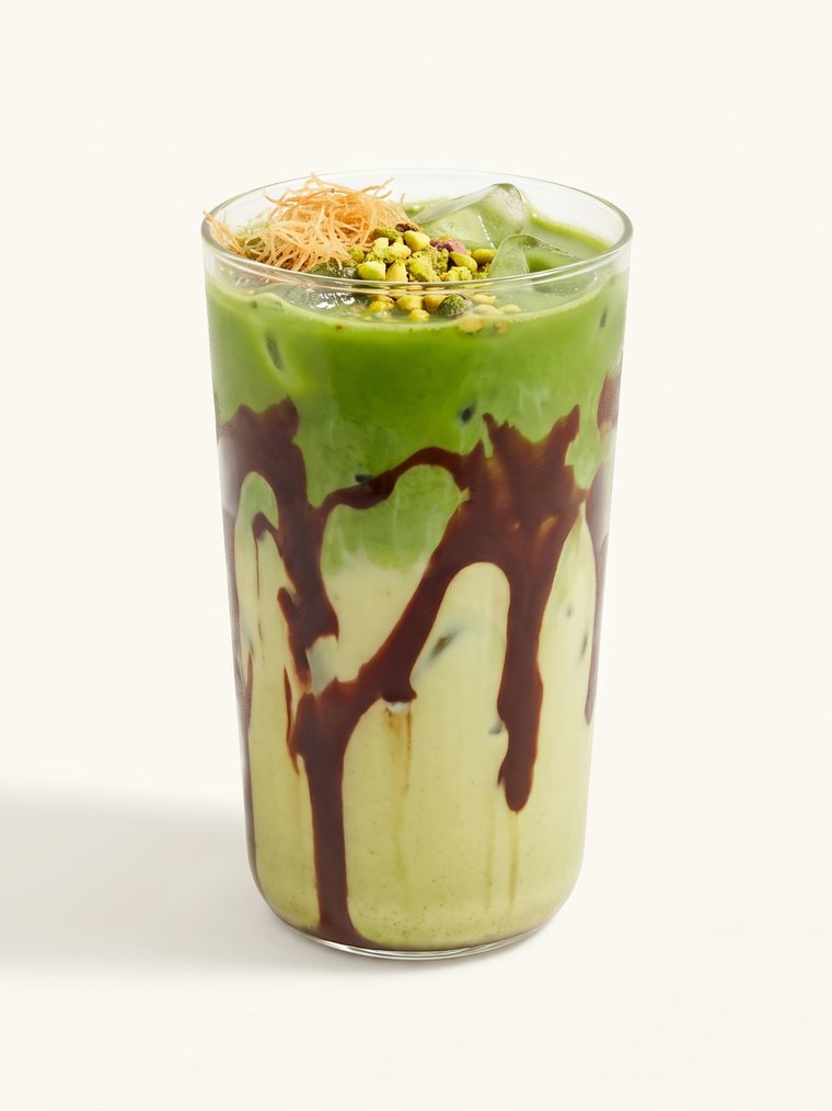 Iced matcha pistachio chocolate Dubai